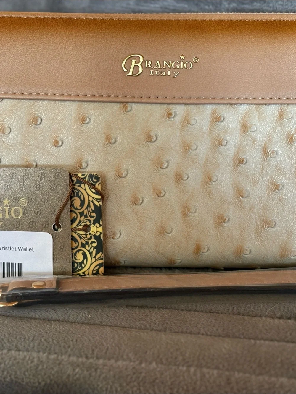 Tan Vegan Wristlet Wallet
